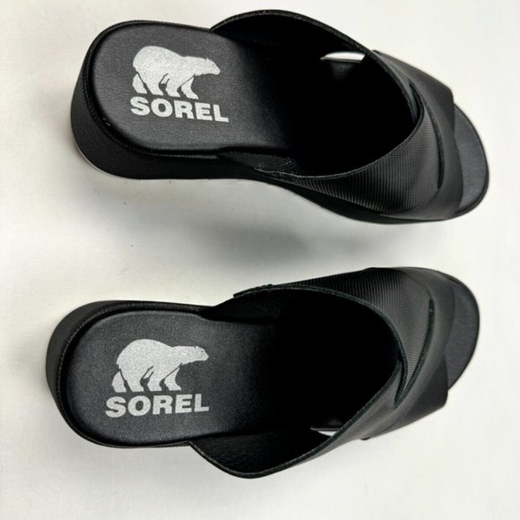 Sorel Cameron Flatform Mule Sandals Women 7.5 EUC Comfortable Open Toe Black - Picture 5 of 10
